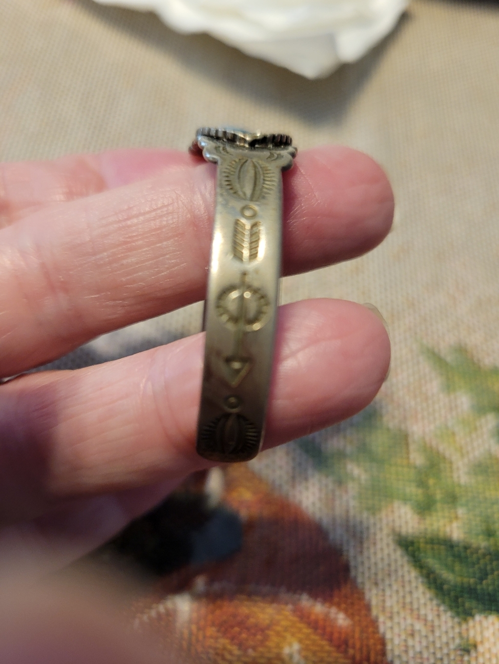 Vintage Handcrafted Turquoise Heart Silver Bracelet - Women's Jewelry - Picture 2 of 5